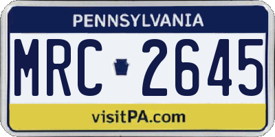 PA license plate MRC2645
