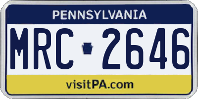 PA license plate MRC2646