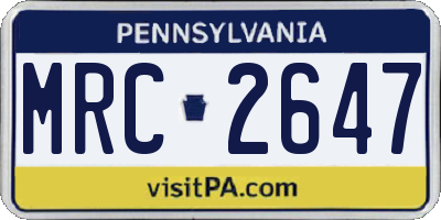 PA license plate MRC2647