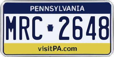PA license plate MRC2648