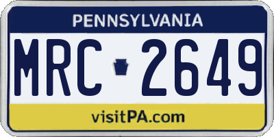 PA license plate MRC2649