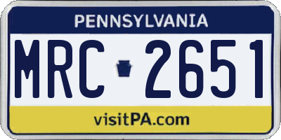 PA license plate MRC2651