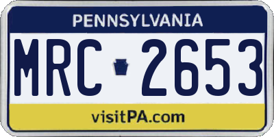 PA license plate MRC2653