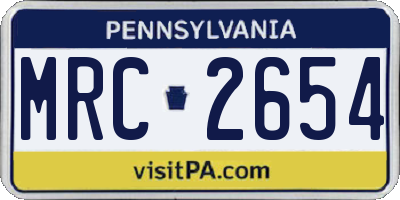 PA license plate MRC2654