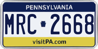 PA license plate MRC2668