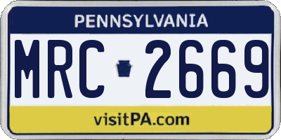 PA license plate MRC2669