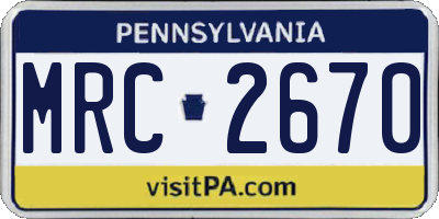 PA license plate MRC2670