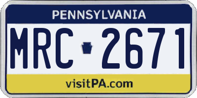 PA license plate MRC2671