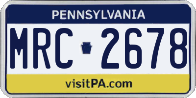 PA license plate MRC2678
