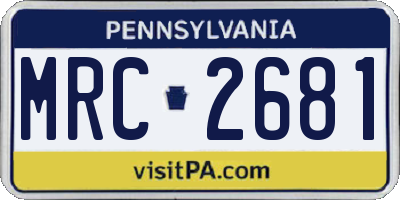PA license plate MRC2681