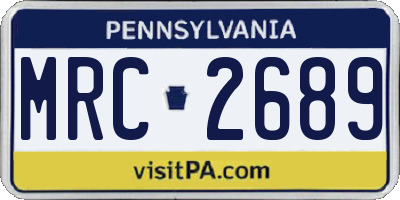 PA license plate MRC2689
