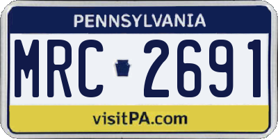 PA license plate MRC2691