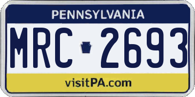PA license plate MRC2693