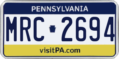 PA license plate MRC2694