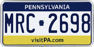 PA license plate MRC2698