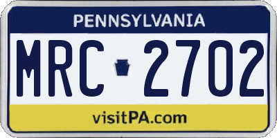PA license plate MRC2702