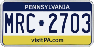 PA license plate MRC2703