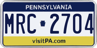 PA license plate MRC2704