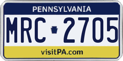 PA license plate MRC2705