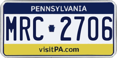 PA license plate MRC2706