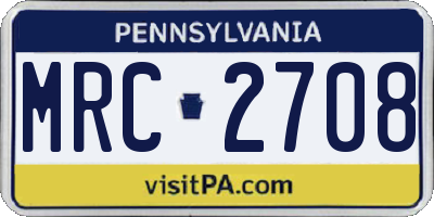 PA license plate MRC2708