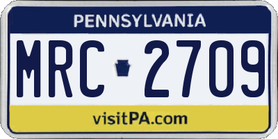 PA license plate MRC2709