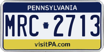 PA license plate MRC2713