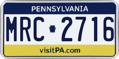 PA license plate MRC2716