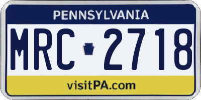 PA license plate MRC2718