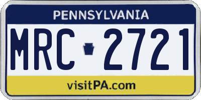 PA license plate MRC2721