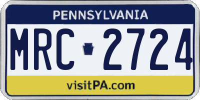 PA license plate MRC2724