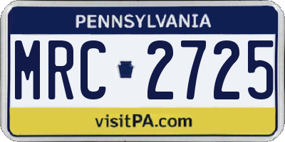 PA license plate MRC2725