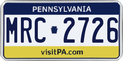 PA license plate MRC2726