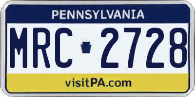 PA license plate MRC2728