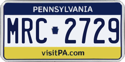 PA license plate MRC2729