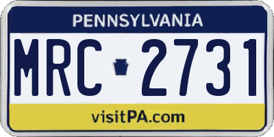PA license plate MRC2731