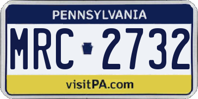PA license plate MRC2732