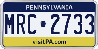 PA license plate MRC2733