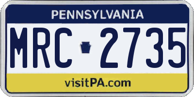 PA license plate MRC2735
