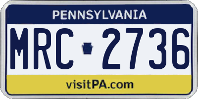 PA license plate MRC2736