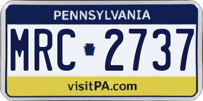 PA license plate MRC2737