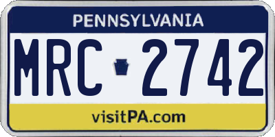 PA license plate MRC2742
