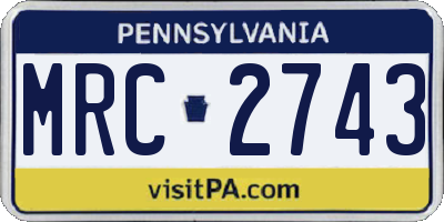 PA license plate MRC2743