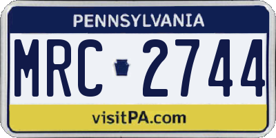 PA license plate MRC2744