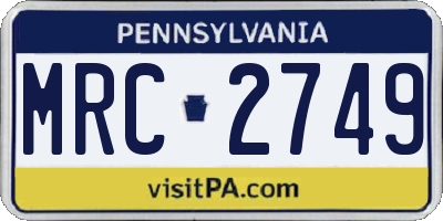 PA license plate MRC2749
