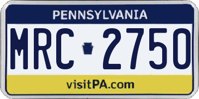 PA license plate MRC2750