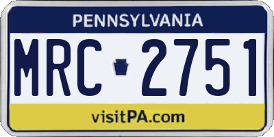 PA license plate MRC2751
