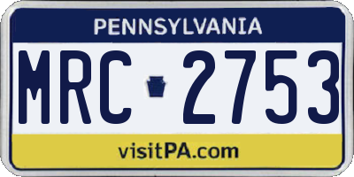 PA license plate MRC2753