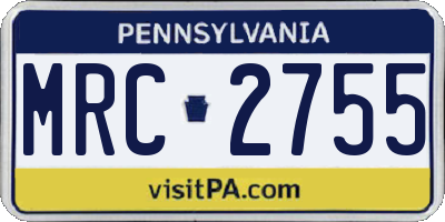 PA license plate MRC2755