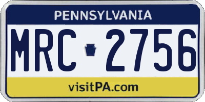 PA license plate MRC2756